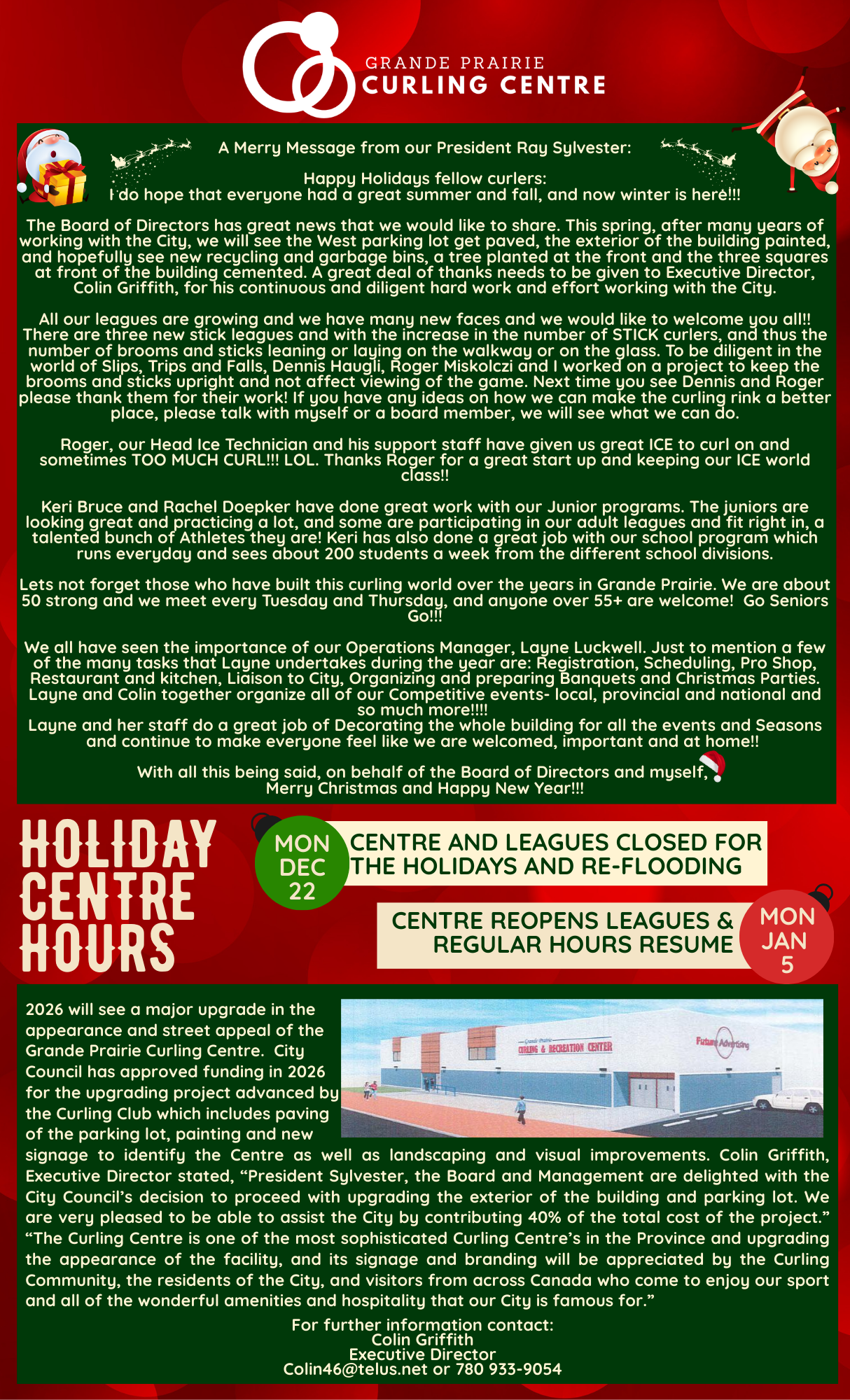 Red and White Illustrative Merry Christmas Newsletter